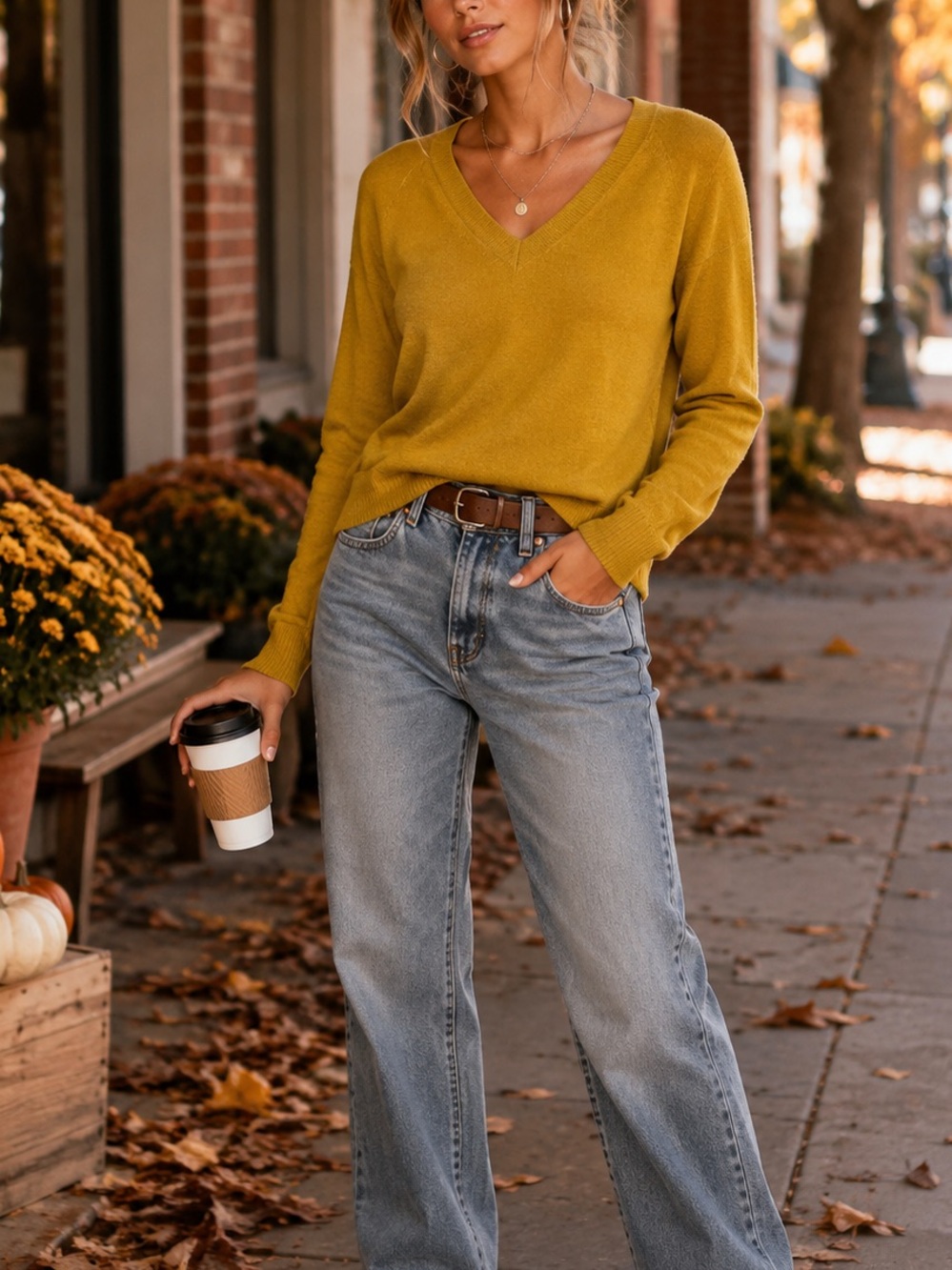 Banana Republic Mustard Yellow V-Neck Raglan Sweater - Size S
